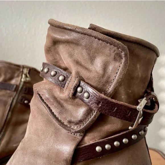 A.S. 98 Brown Leather Ankle Boots Studded Straps & Chunky Heel Size EU 40 - Picture 13 of 14